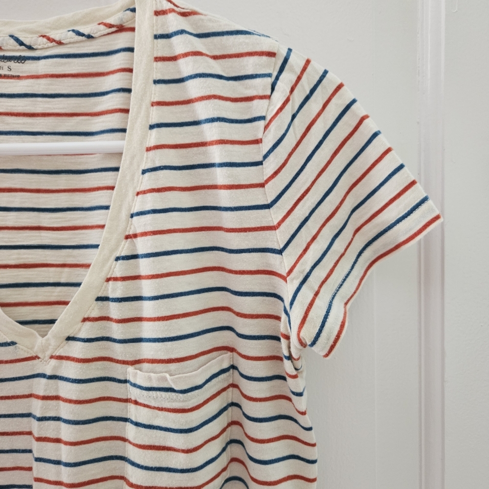 Madewell Striped V-Neck T-Shirt S